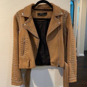 ZARA Suede Studded Moto Jacket